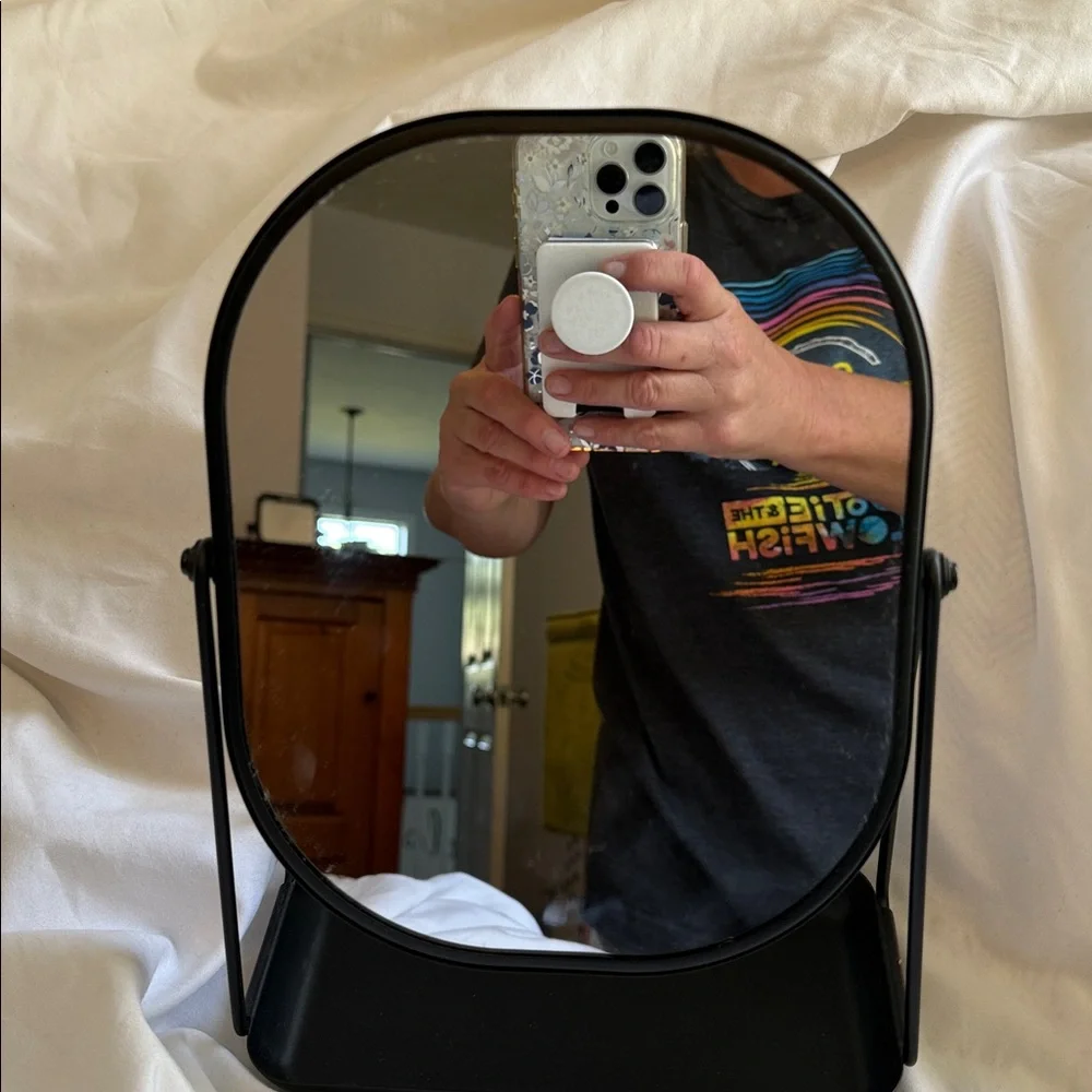 Hearth & Hand Elegant Black Magnifying Mirror with Tray Stand. Bundle & Save!